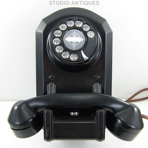 AE50 50 ART DECO WALL TELEPHONE Vintage 1937 AUTOMATIC ELECTRIC PHONE 