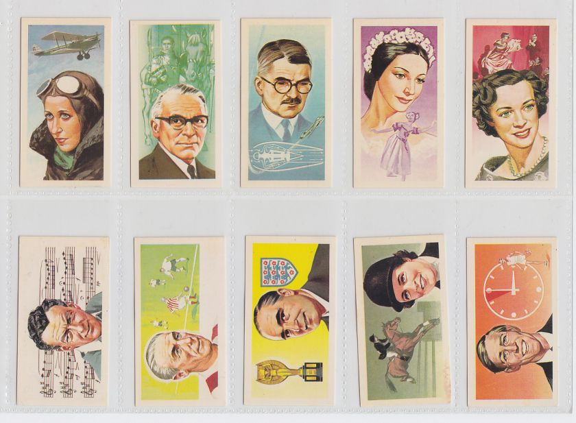 Complete Set of 50 Famous Britons Cards from 1969  