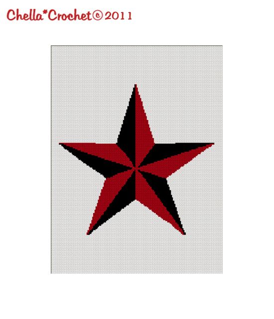 Nautical Star Red Black Afghan Crochet Pattern Graph Blanket Throw 