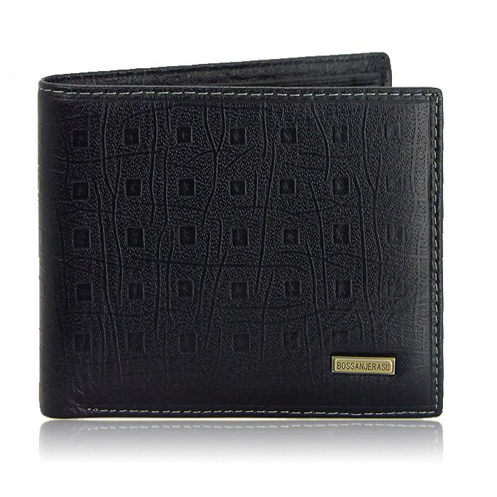BOSSANJERASU Luxury Design Mens genuine leather wallet check purse 