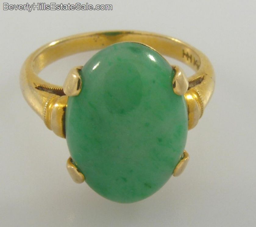 Vintage 14k Yellow Gold Jadeite Ring  