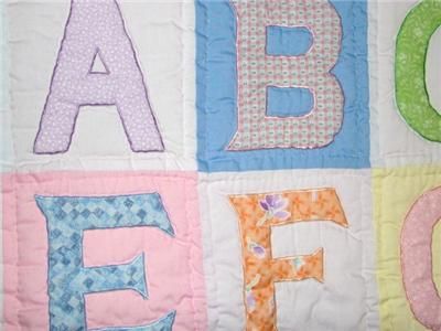 ABC ALPHABET BABY CRIB QUILT  WALL HANGING/HAND QUILTED  