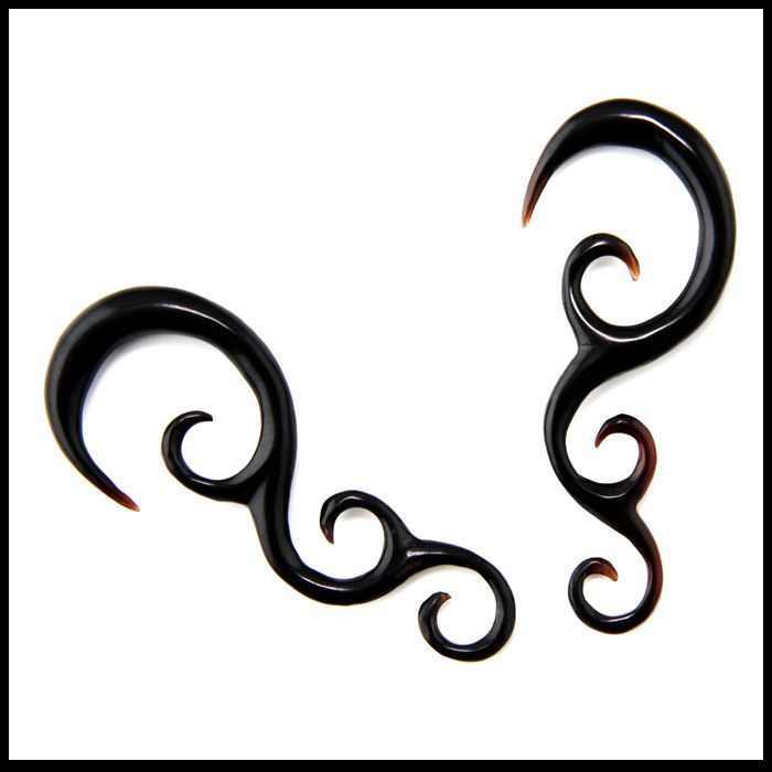 Tribal Spiral HORN Ear Plugs Ear Gauges (PICK SIZE)  