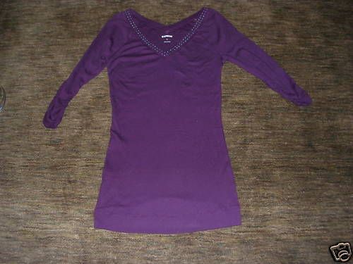 Express Studded V Neck Tunic Top WINE/BURGANDY NWT  