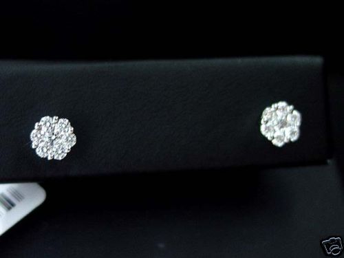 DIAMOND STUD EARRING 14K WHITE GOLD ROUND CUT INVISIBLE  
