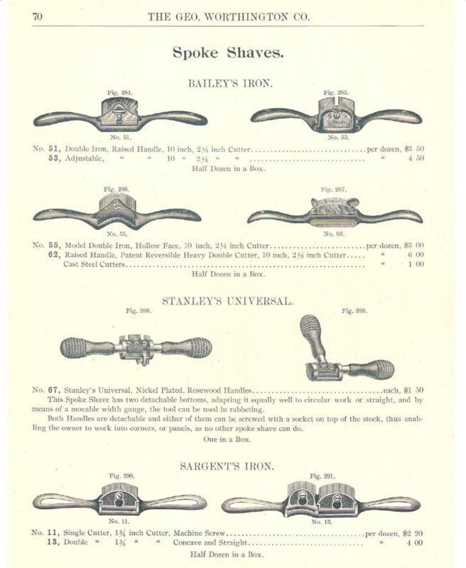 1902 Stanley Bailey Sargent Spoke Shave Tool Catalog Ad  