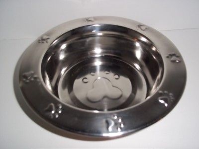 QUART STAINLESS STEEL DOG DISH FOOD WATER DISH BOWL  