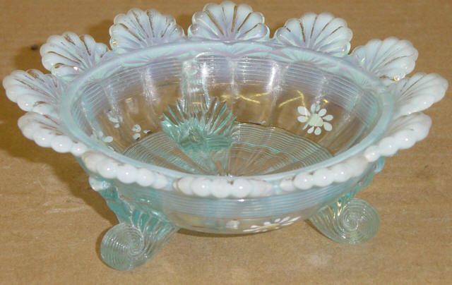 BLUE ENAM OPALESCENT KLONDYKE SAUCE BOWL NORTHWOOD 1897  