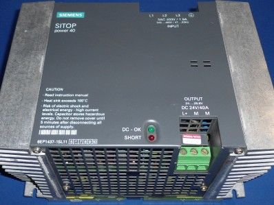 SIEMENS SITOP POWER 40 24V 40A DC POWER SUPPLY 6EP1437 1SL11  