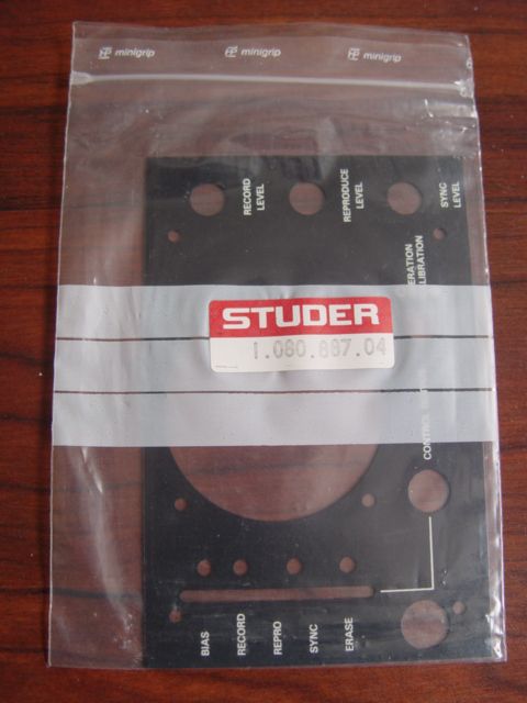 Studer ReVox A80 Front Panel 1.080.887.04 NEW  