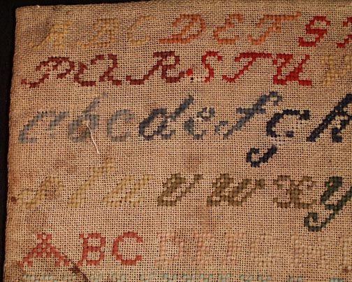 FINELY WORKED UNFRAMED ANTIQUE SAMPLER DATED   1850  