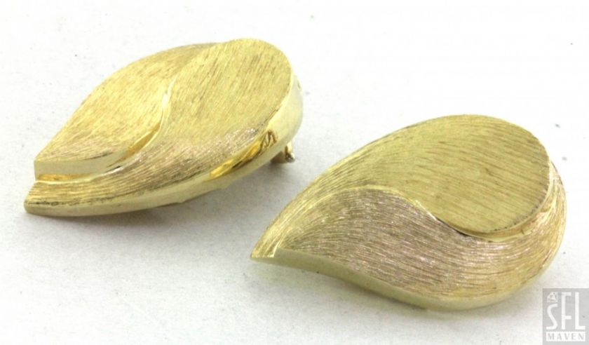   HEAVY 18K GOLD FLORENTINE FINISHED CLIP ON EARRINGS $5,200 MSRP  