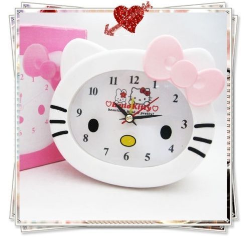 Hello Kitty Desk Table Alarm Clock Head Shape Pink  