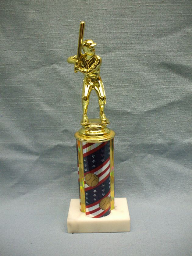 BASEBALL trophy patriotic theme batter marble base  