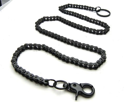   32 Black Alloy Metal Bicycle Bike Chain Wallet Key Chain Biker Hiphop