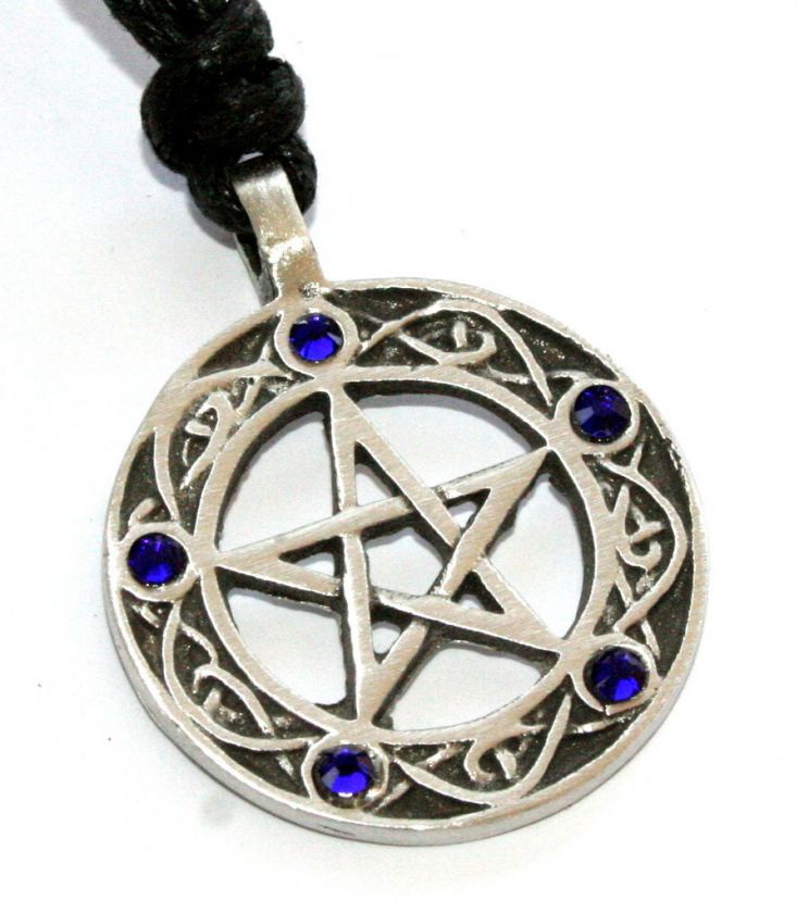 SEPTEMBER SAPPHIRE Birthstone PENTAGRAM Pewter PENDANT  