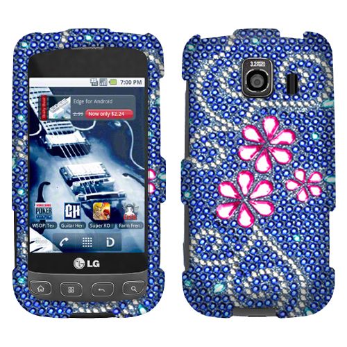 For LG Optimus S LS670 Cell Phone Juicy Flower Full Bling Stone Hard 