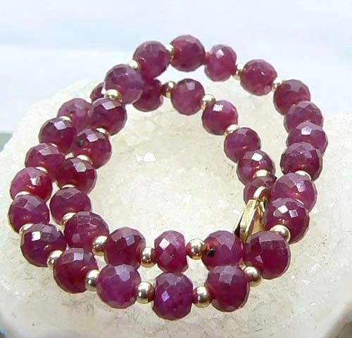 RARE GENUINE BURMESE RUBY 21ct RUBIES 14K GOLD BRACELET  