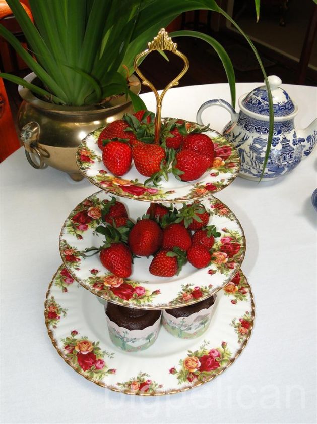 Tier Cupcake/High Tea/ Serving Stand Royal Albert Old Country Roses 