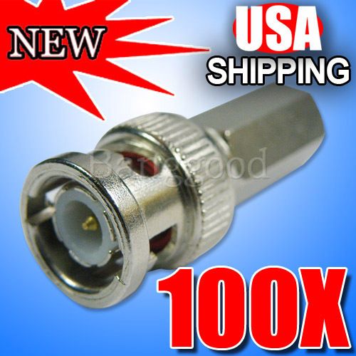 100 CCTV RG59 Coax BNC Twist On Connector Adapter Cable  