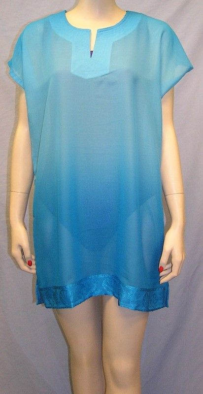 Sexy Sheer Turquoise Swimsuit Cover Up Coverup Blue  