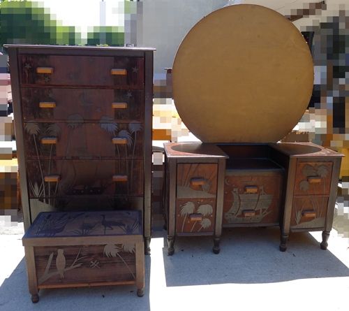 vintage chest of drawers vanity desk table dresser storage arts crafts 