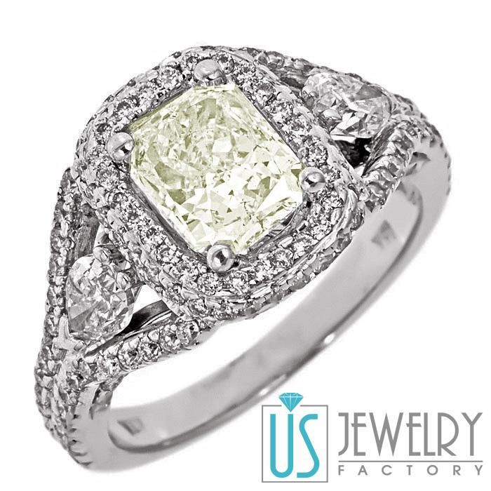   Gold Cushion Brilliant Cut Diamond Engagement Ring 3.24 Carat  