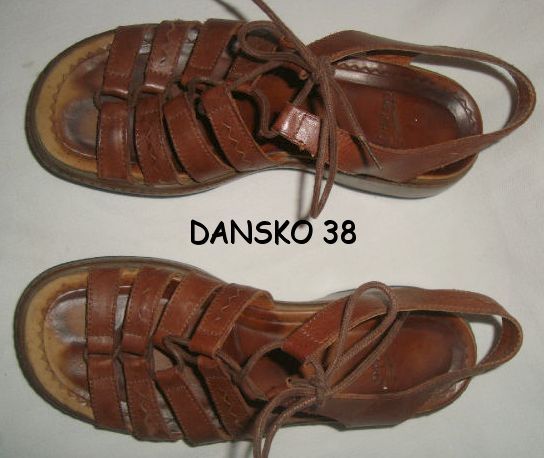 DANSKO LEATHER LACE UP SANDALS SIZE 38 US 7.5   8 BROWN  