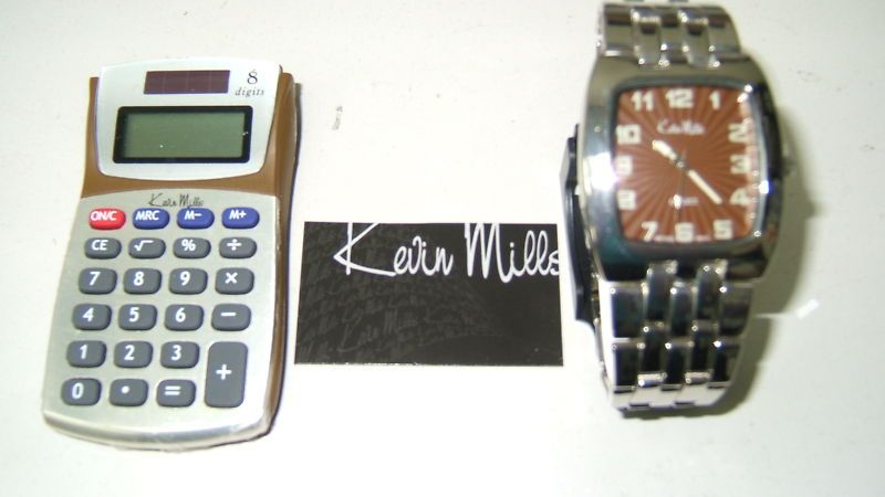 MEN WATCH +CALCULATOR brown Face DESIGNER GIFT SET  