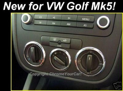 VW GOLF MK5 (07 09) INTERIOR HEATER SWITCH RINGS MK V  