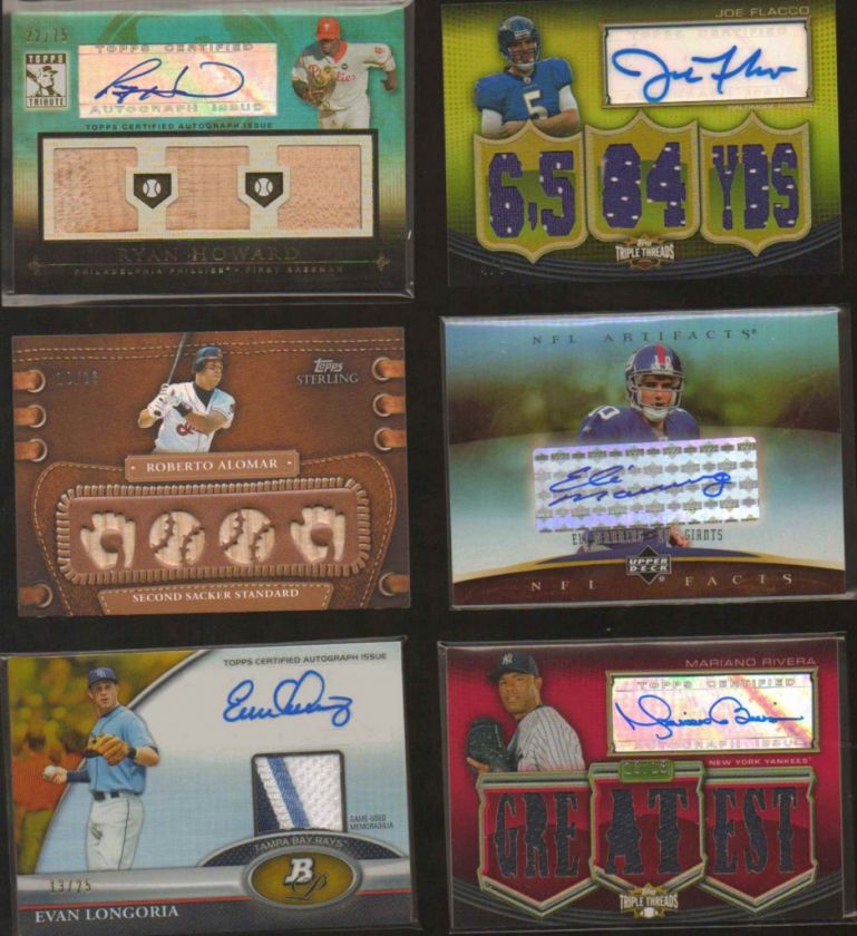 GAME USED LOT AUTO PATCH JERSEY 1/1 PUJOLS JETER JORDAN RODGERS NEWTON 