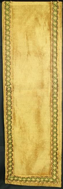 Extra Long Vintage French Table Runner Gold Green Hint of Mauve in 