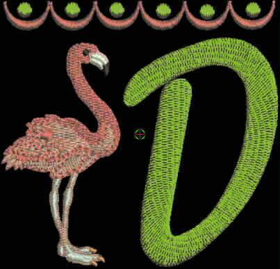 FLAMINGO FONT EMBROIDERY DESIGNS MONOGRAM PES ART JEF  