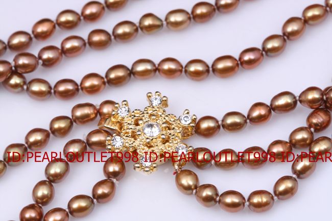 MULTI STRAND COFFEE CULTURED FRESHWATER PEARL NECKLACE  