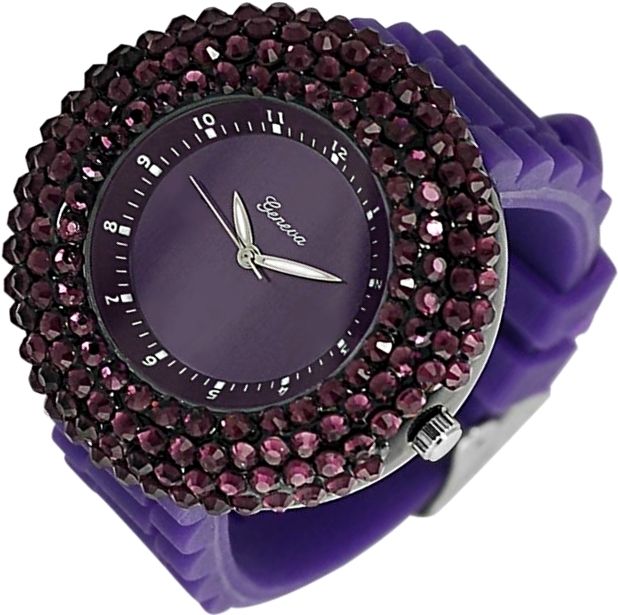 Brand New Silicone Strap Geneva Rhinestone Watch GS14PC, Ships Free in 