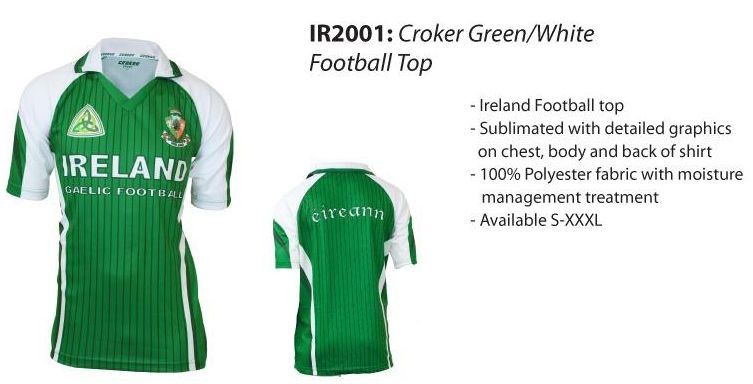 Croker Green and White Ireland Football Shirt Jersey  