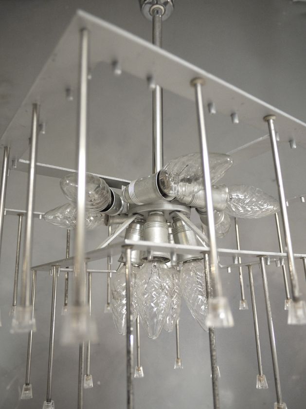 60s austrian glass block Crystal Chandelier by J.T. KALMAR  