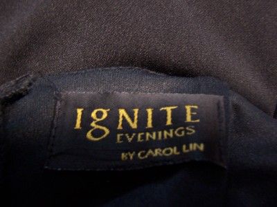 IGNITE EVENINGS Black Halter V neck Beaded Long Formal Evening Gown 