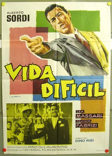 difficile alberto sordi lea massari rare original spanish one sheet 