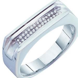 MENS WHITE GOLD PAVE DIAMOND WEDDING BAND RING .20CT  