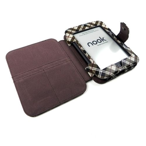   Noble Nook Simple Touch eReader Leather Plaid Brown Case Cover Sleeve