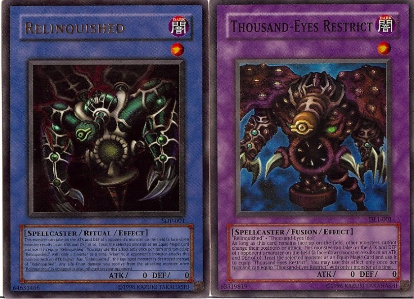 Relinquished (SDP Ultra) and Thousand Eyes Restrict (DL1 Super) are 