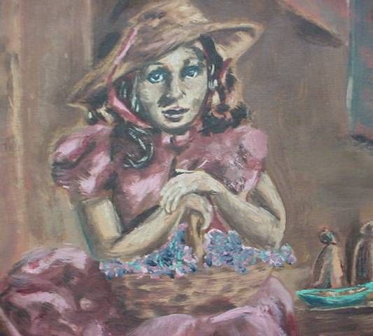 Original Painting Girl On Front Step Signed A E Knight  