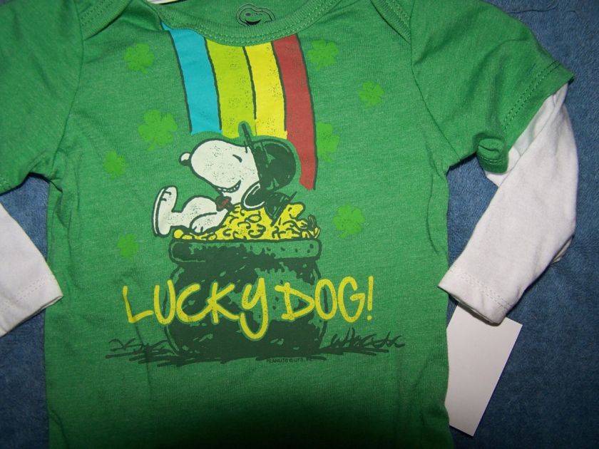 PEANUTS SNOOPY PIGPEN BABY ONESIE ST PATRICK VALENTINES  