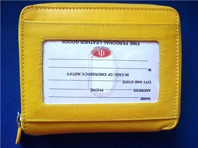   7859 Zip Around Medium Credit Card Wallet YELLOW Leather Gift  