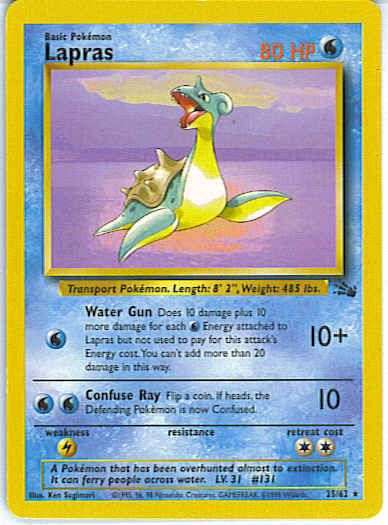 LAPRAS 25/62 FOSSIL RARE POKEMON CARD PL USED  