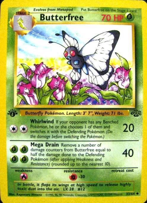 Pokemon Card ERROR 1st BUTTERFREE d Edition 33/64 JUNGLE SET RARE 