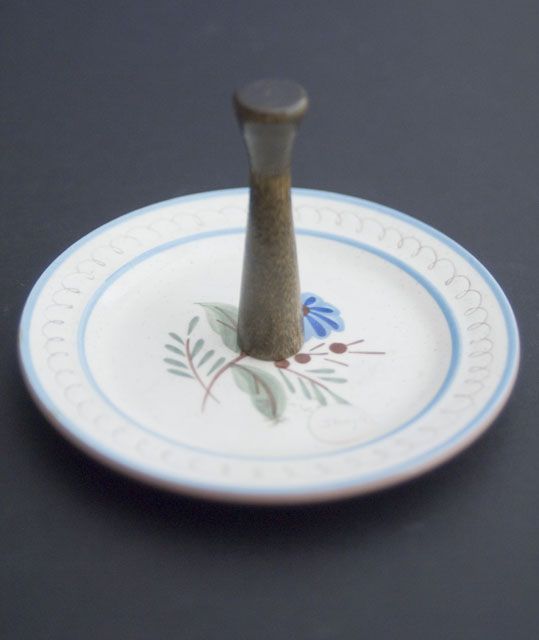 Stangl Pottery Blue Daisy Handled Plate  