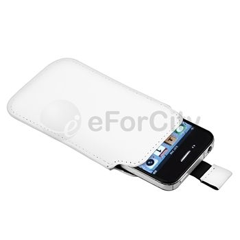 pull leather pouch compatible with apple iphone 4 4s white quantity 1 