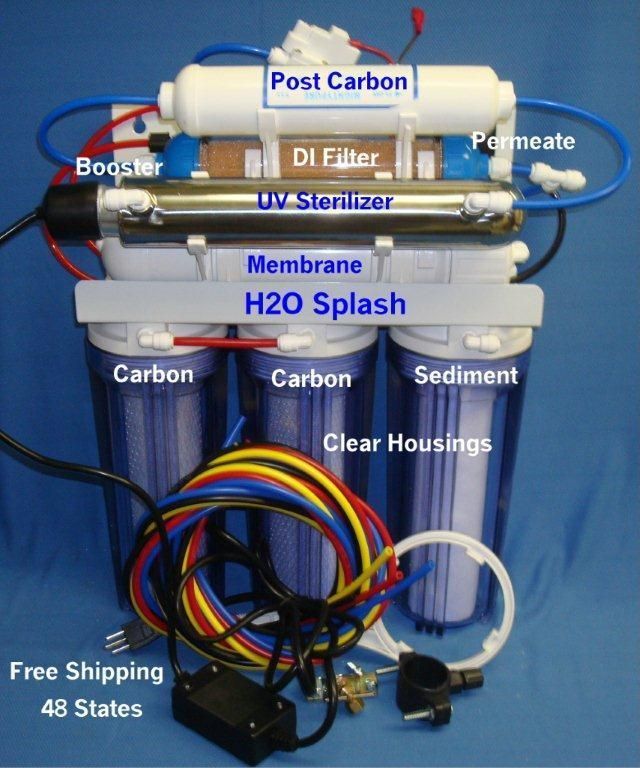 Clear Reverse Osmosis System 100/150gpd 7 Stage RO/DI/UV/Booster 